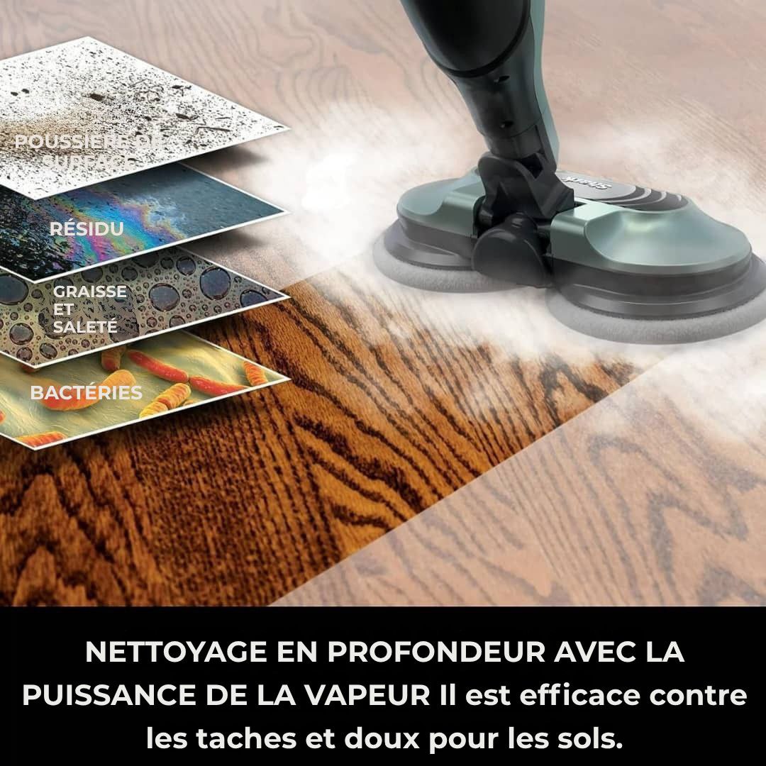 Shark® Balai vapeur et serpillière – Tout-en-un avec LED, réservoir XL et 8 tampons