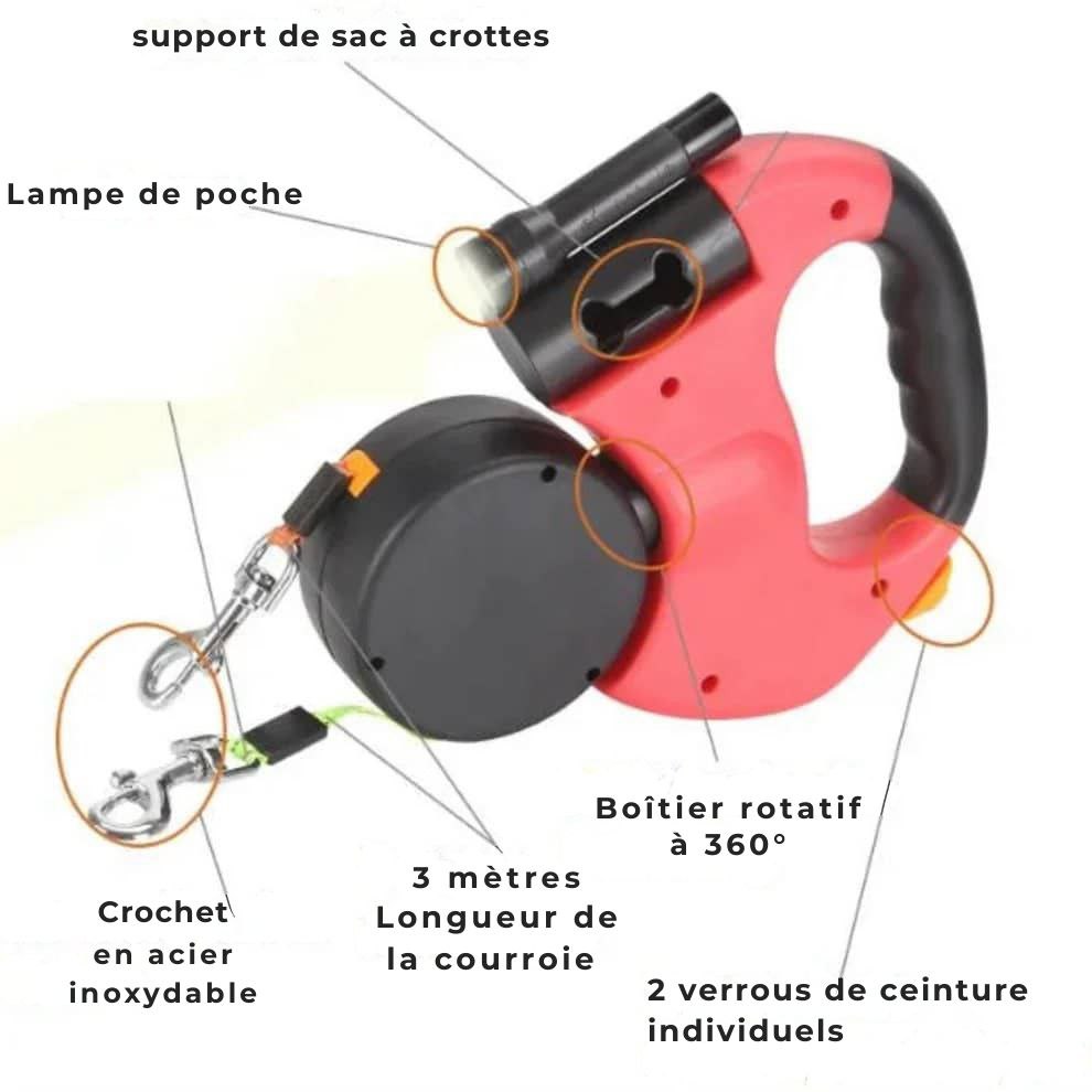 DuoLeash™ – Laisse pour chien 2 en 1 avec lumière