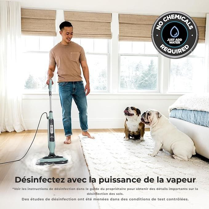 Shark® Balai vapeur et serpillière – Tout-en-un avec LED, réservoir XL et 8 tampons